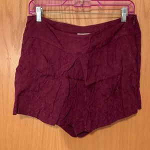 Maroon LOFT Skort Floral Design Petite Size 6